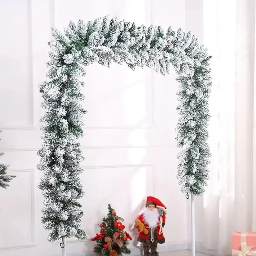 Snow Flocked Artificial Christmas Garland for Mantle and Stairs with Bendable Wire - Image 2