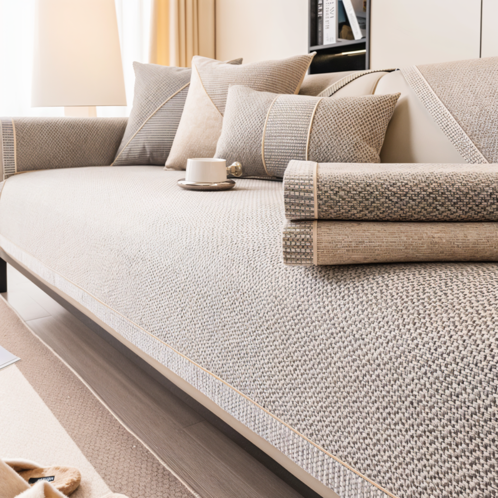 Sofa Cover with Non-Slip Backing and Textured Weave Protector for Sectional Couches - Image 3