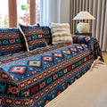 Sofa Throw Blanket with Geometric Boho Pattern and Fringe Trim - Image 1