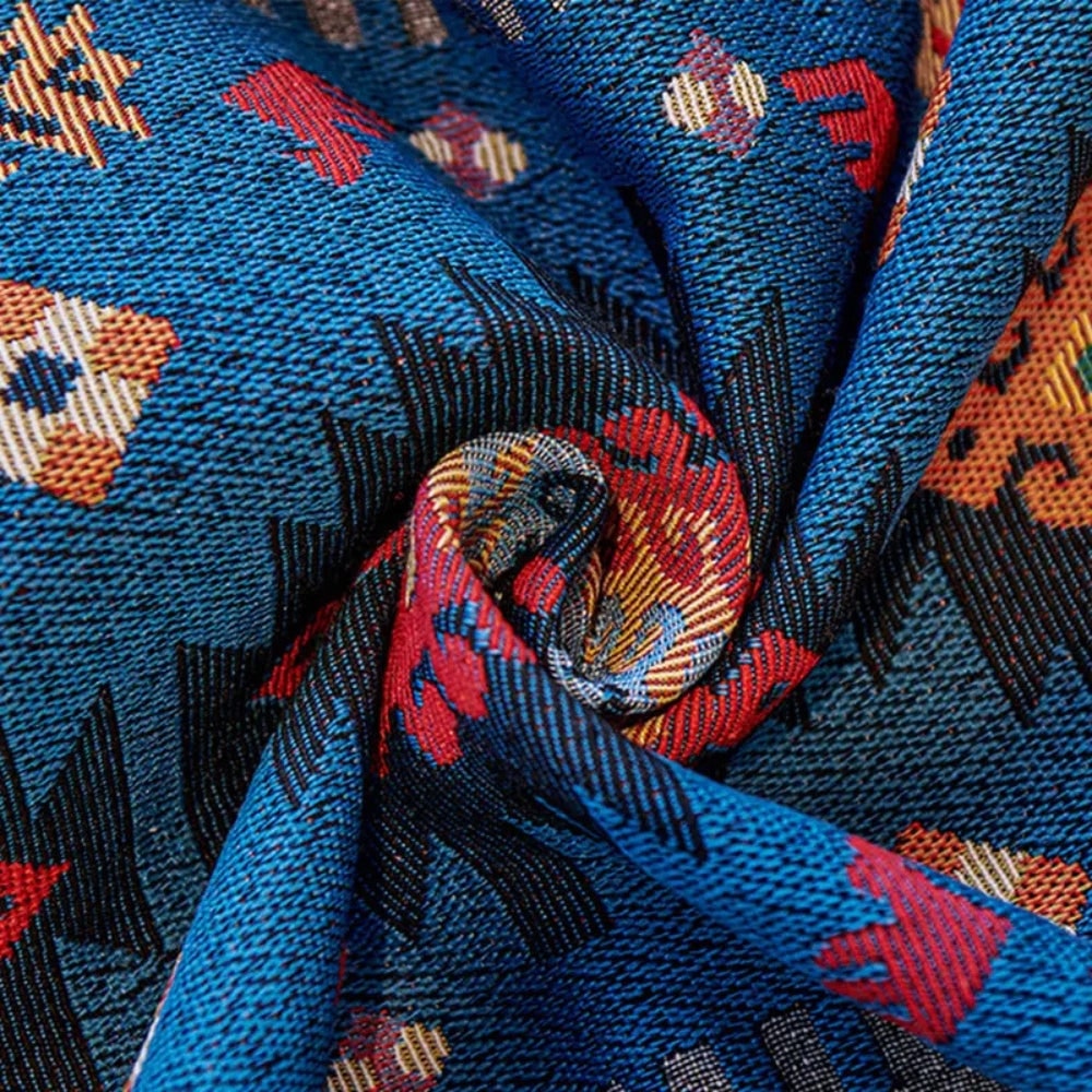 Sofa Throw Blanket with Geometric Boho Pattern and Fringe Trim - Image 5