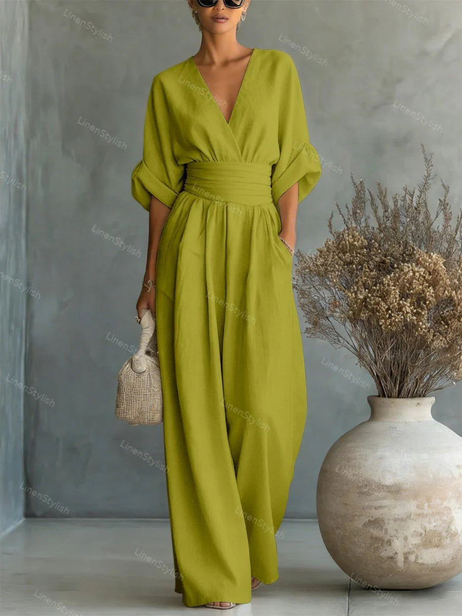 Sofia | Jumpsuit Donna Scollo V Cintura Verde