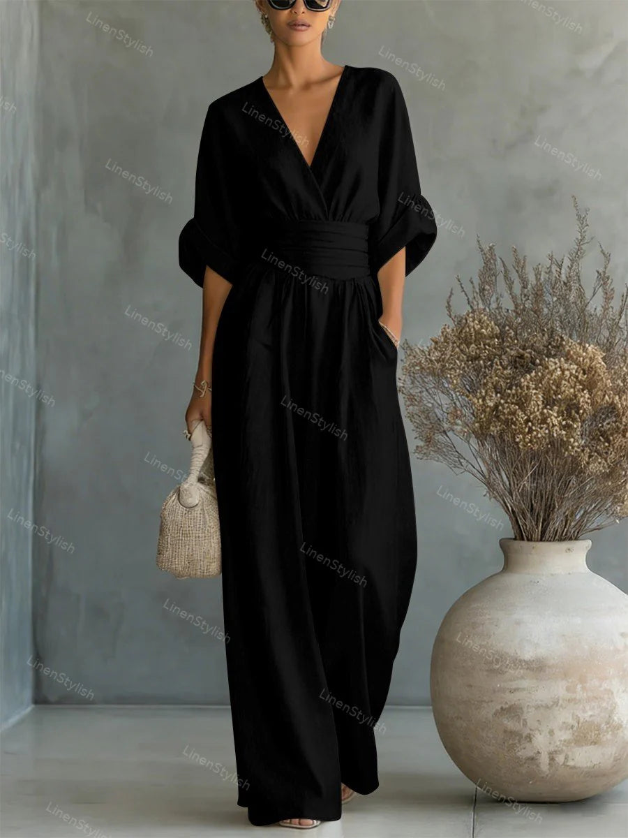 Sofia | Jumpsuit Donna Scollo V Cintura Nero