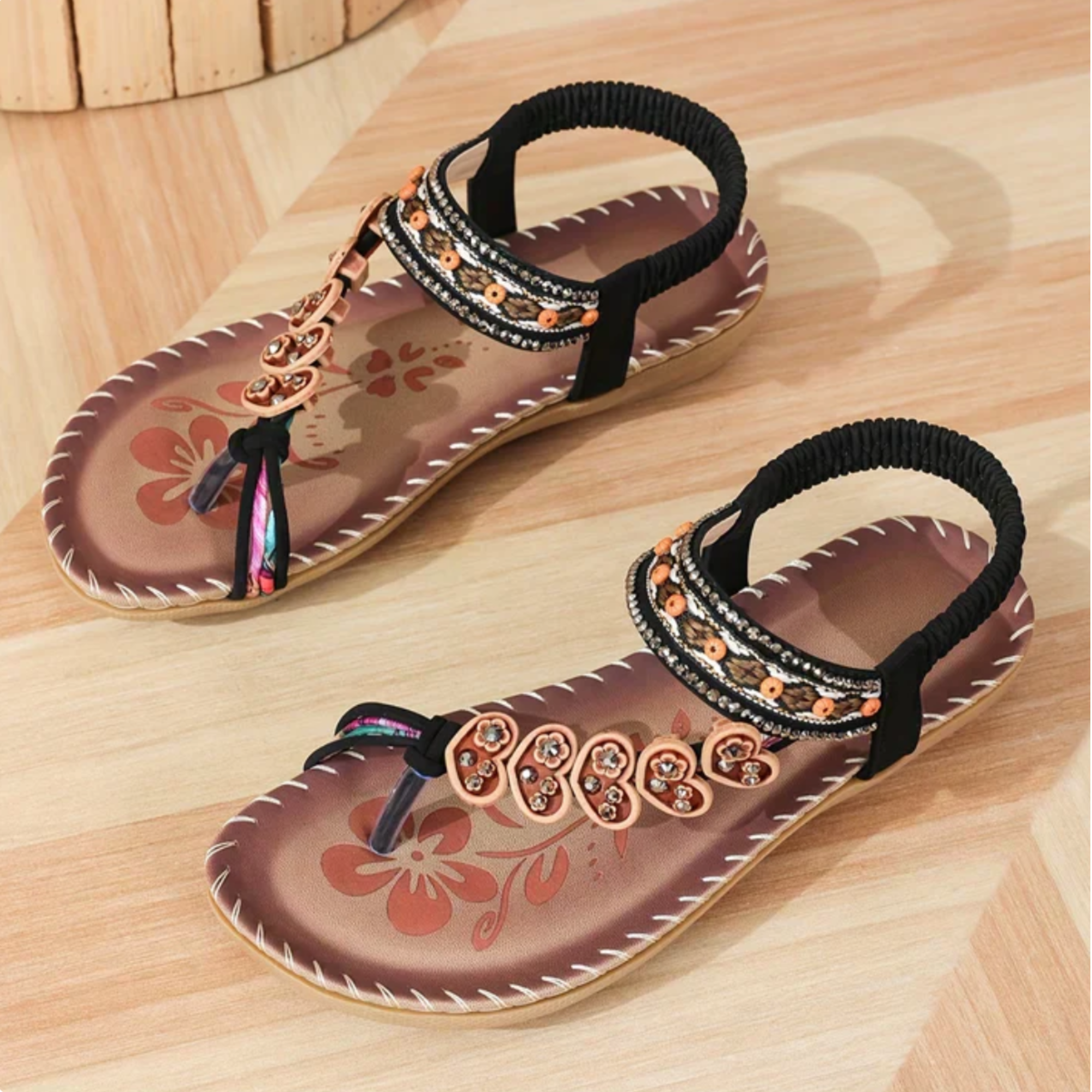 Sofia | Sandali Donna Comodi Boho Infradito Estate Nero