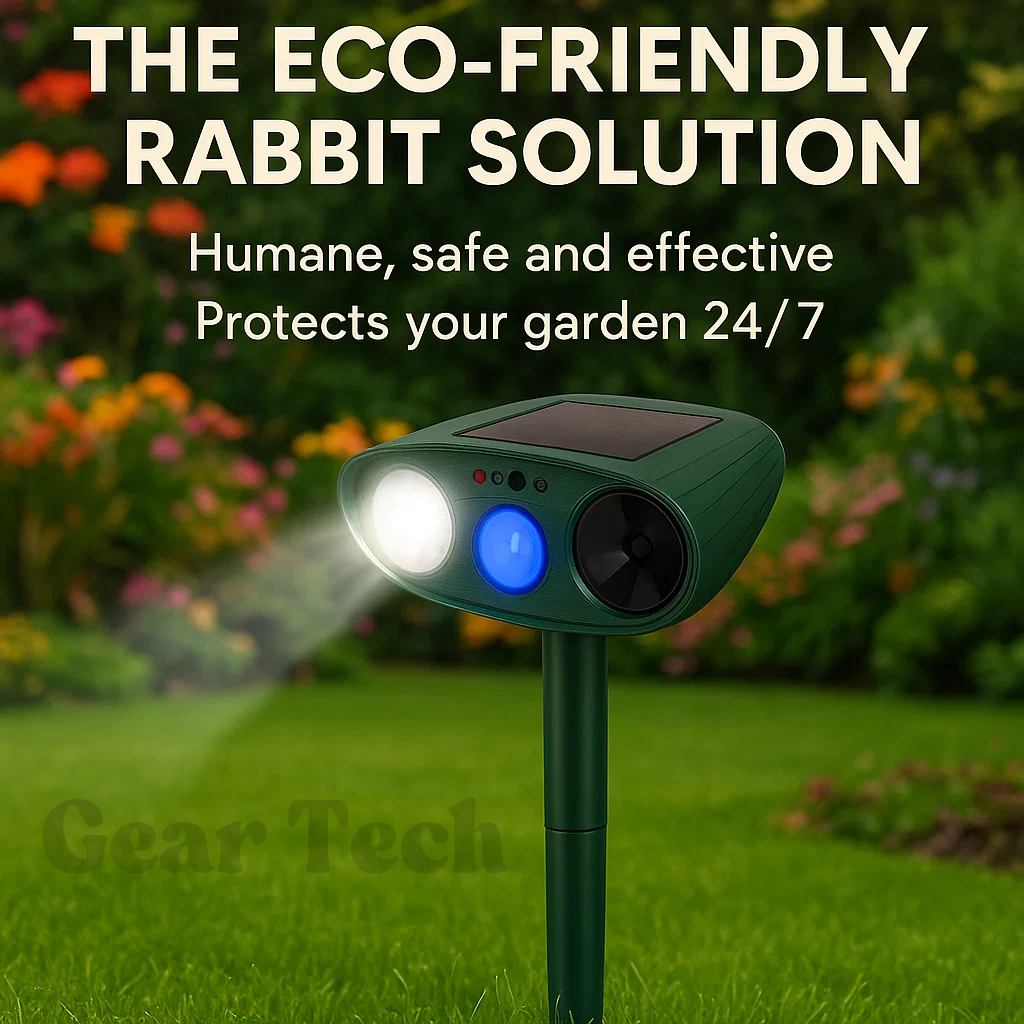 Solar Powered Ultrasonic Mouse Repellent with LED Flashing Lights and Ground Stake - Image 1