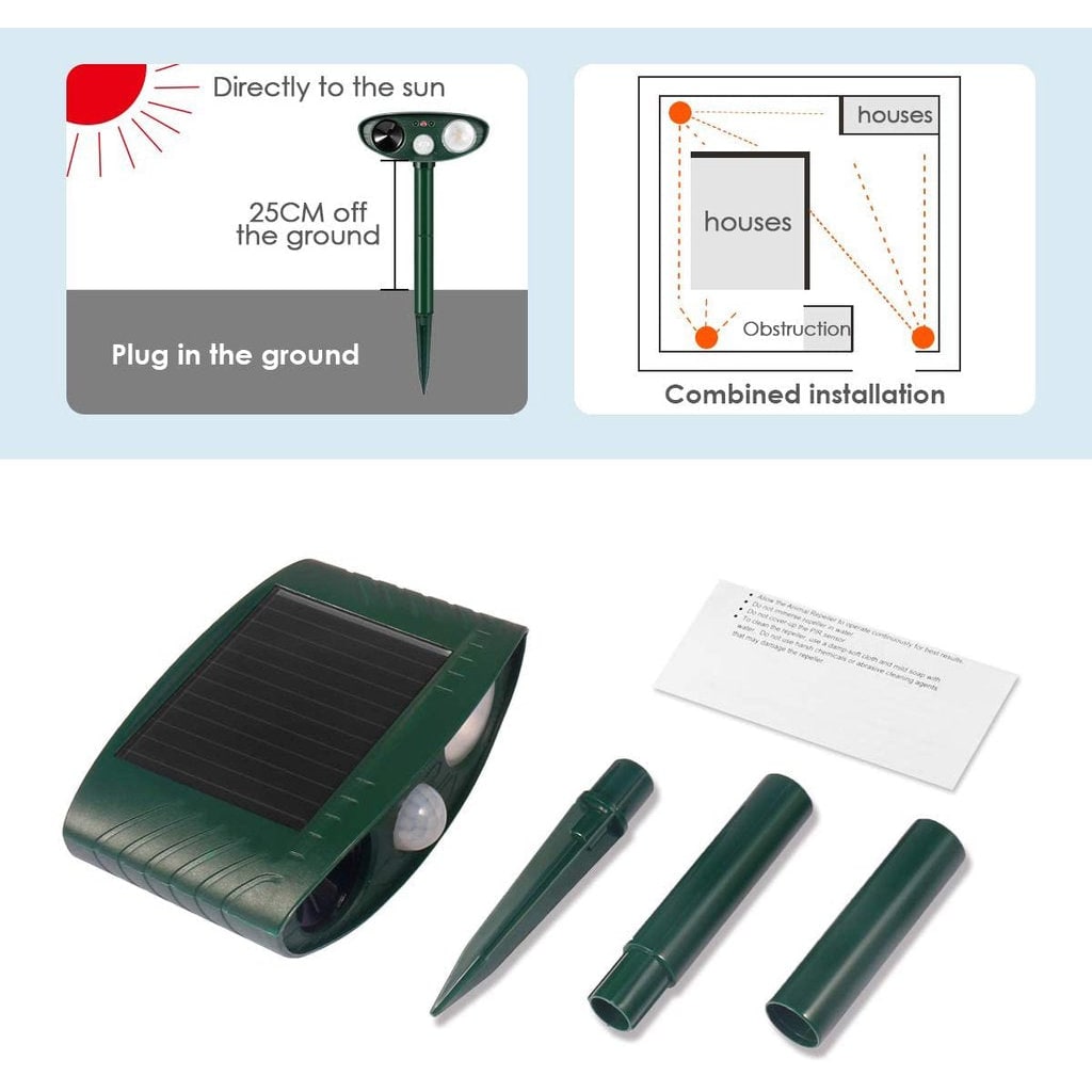 Solar Powered Ultrasonic Mouse Repellent with LED Flashing Lights and Ground Stake - Image 13