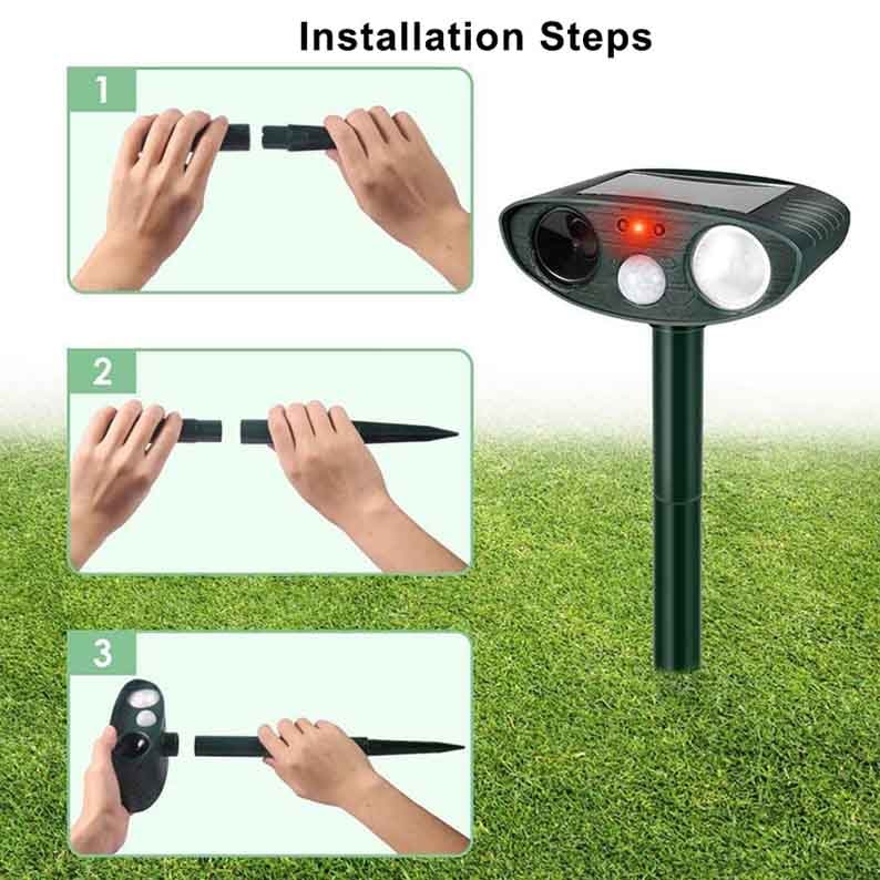 Solar Powered Ultrasonic Mouse Repellent with LED Flashing Lights and Ground Stake - Image 8
