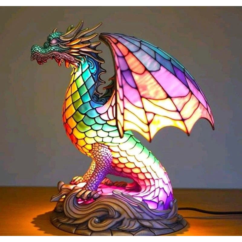 Stained Glass Animal Table Lamp with Mosaic Design and Warm Ambient Glow - Image 10