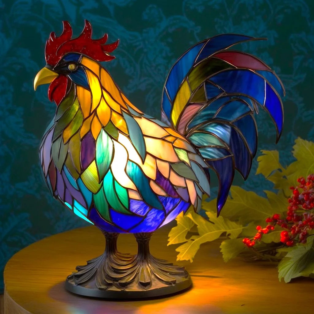 Stained Glass Animal Table Lamp with Mosaic Design and Warm Ambient Glow - Image 12