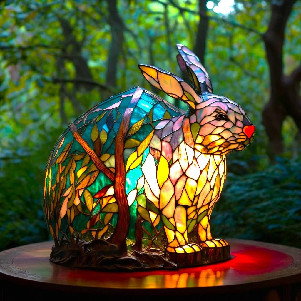Stained Glass Animal Table Lamp with Mosaic Design and Warm Ambient Glow - Image 15