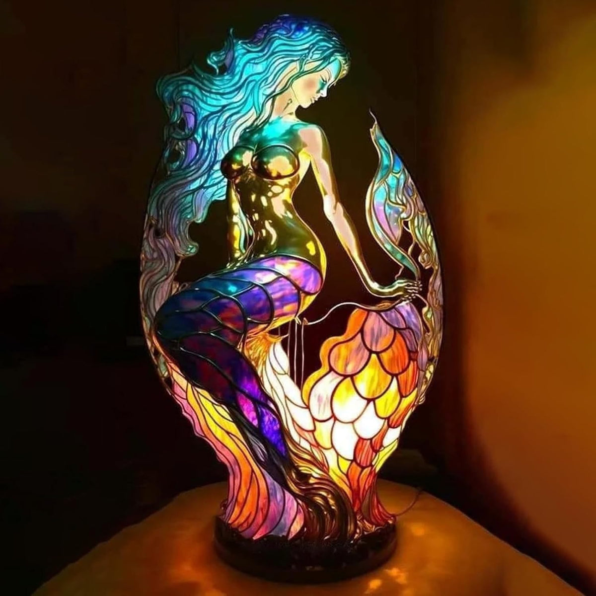 Stained Glass Animal Table Lamp with Mosaic Design and Warm Ambient Glow - Image 17