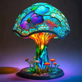 Stained Glass Effect Table Lamp with Warm LED Mood Lighting and Decorative Sculpted Base - Image 1