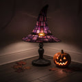 Stained Glass Table Lamp with Witch Hat Shape and Bronze Base Mid Century Modern Design - Image 7