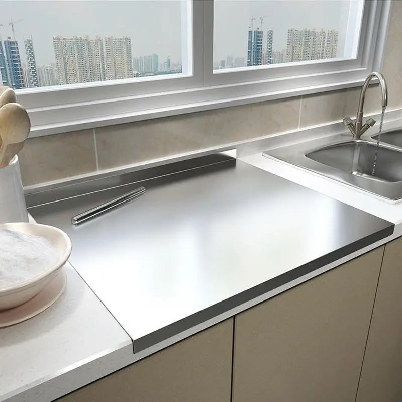 Stainless Steel Cutting Board with Raised Rim and Non-Slip Base for Kitchen Prep - Image 1