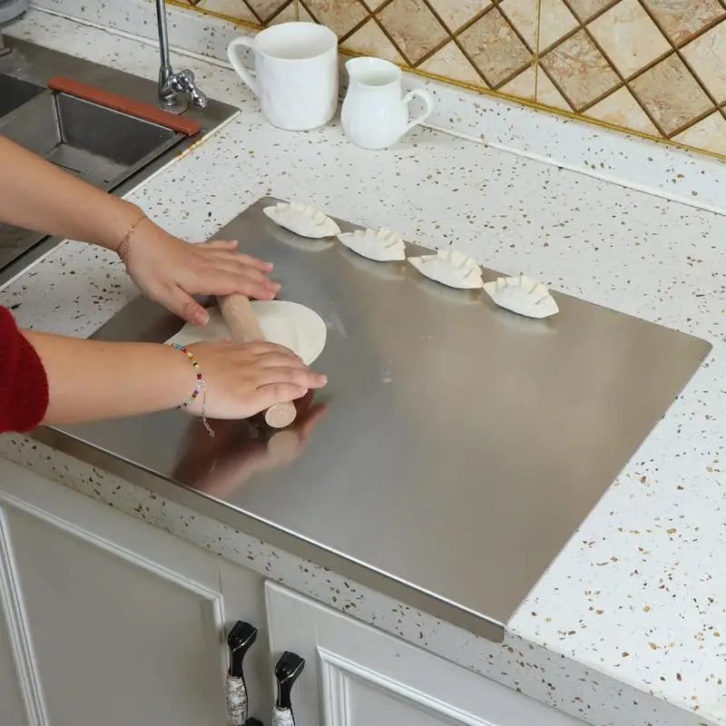Stainless Steel Cutting Board with Raised Rim and Non-Slip Base for Kitchen Prep - Image 2
