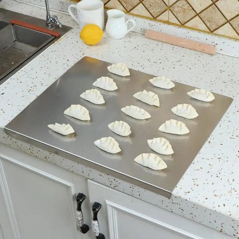 Stainless Steel Cutting Board with Raised Rim and Non-Slip Base for Kitchen Prep - Image 3