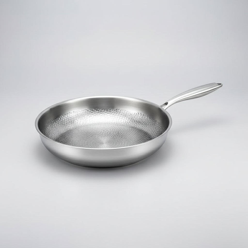 Stainless Steel Frying Pan Hammered Non Stick Interior and Induction Compatible Base - Image 10