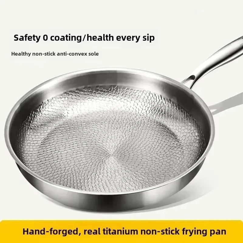Stainless Steel Frying Pan Hammered Non Stick Interior and Induction Compatible Base - Image 4