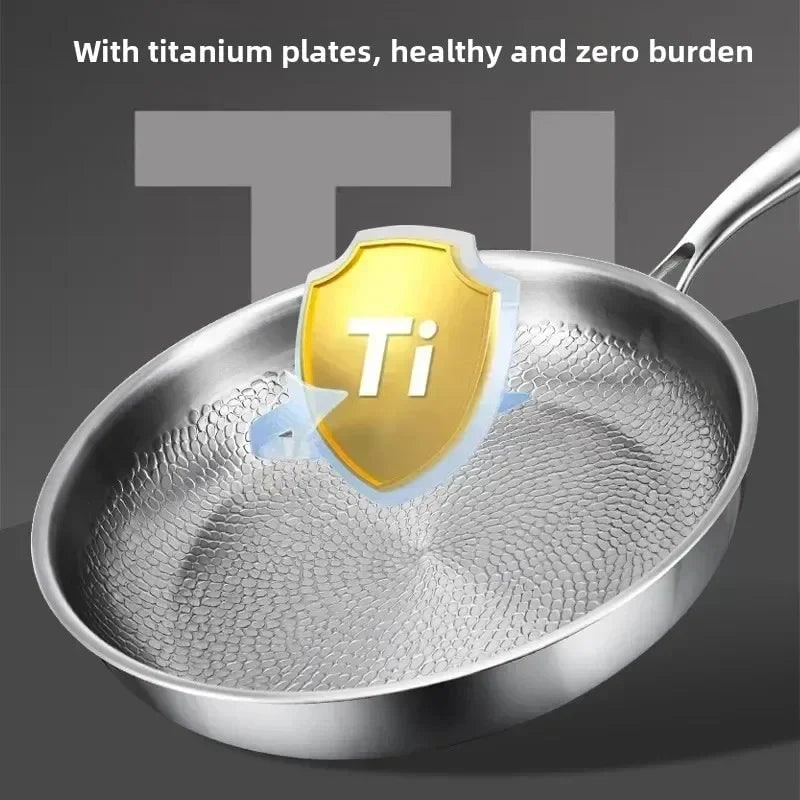 Stainless Steel Frying Pan Hammered Non Stick Interior and Induction Compatible Base - Image 5