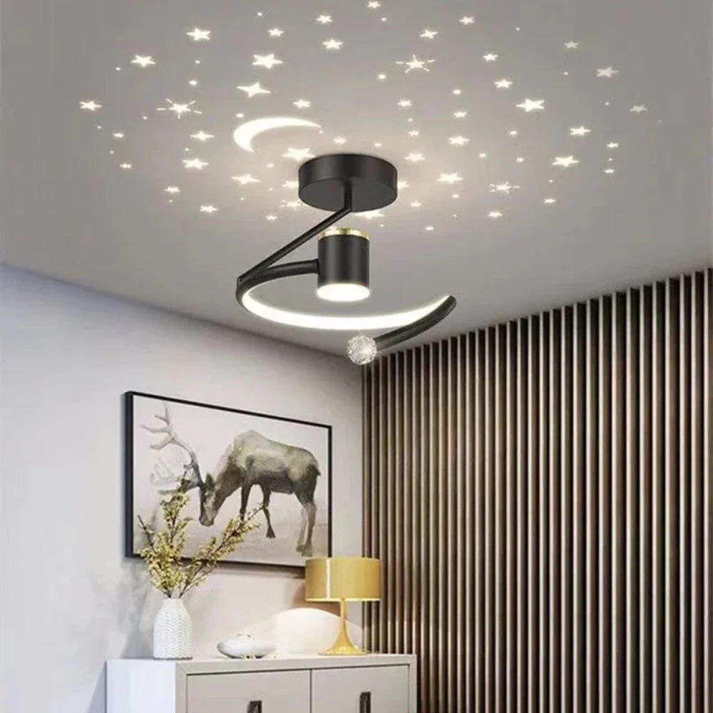 Star Ceiling Light with Semi Flush Mount LED and Dimmable Projection for Bedroom - Image 2