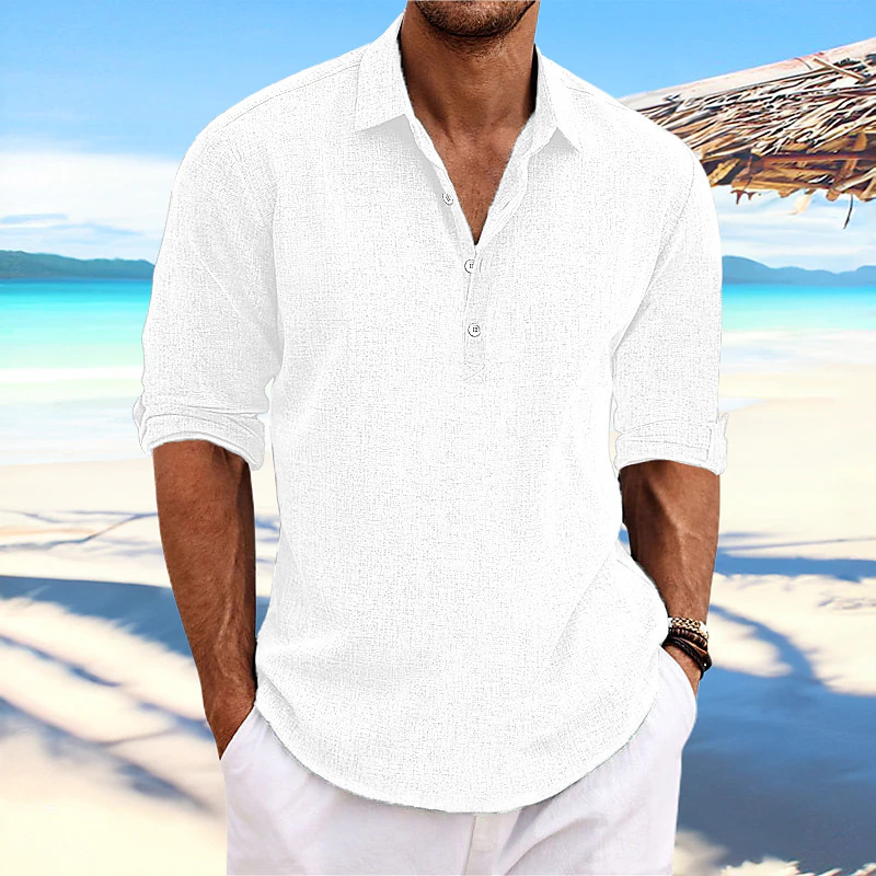 Stefano | Polo da Uomo in Lino Elegante Bianco