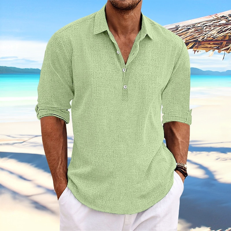Stefano | Polo da Uomo in Lino Elegante Verde Salvia