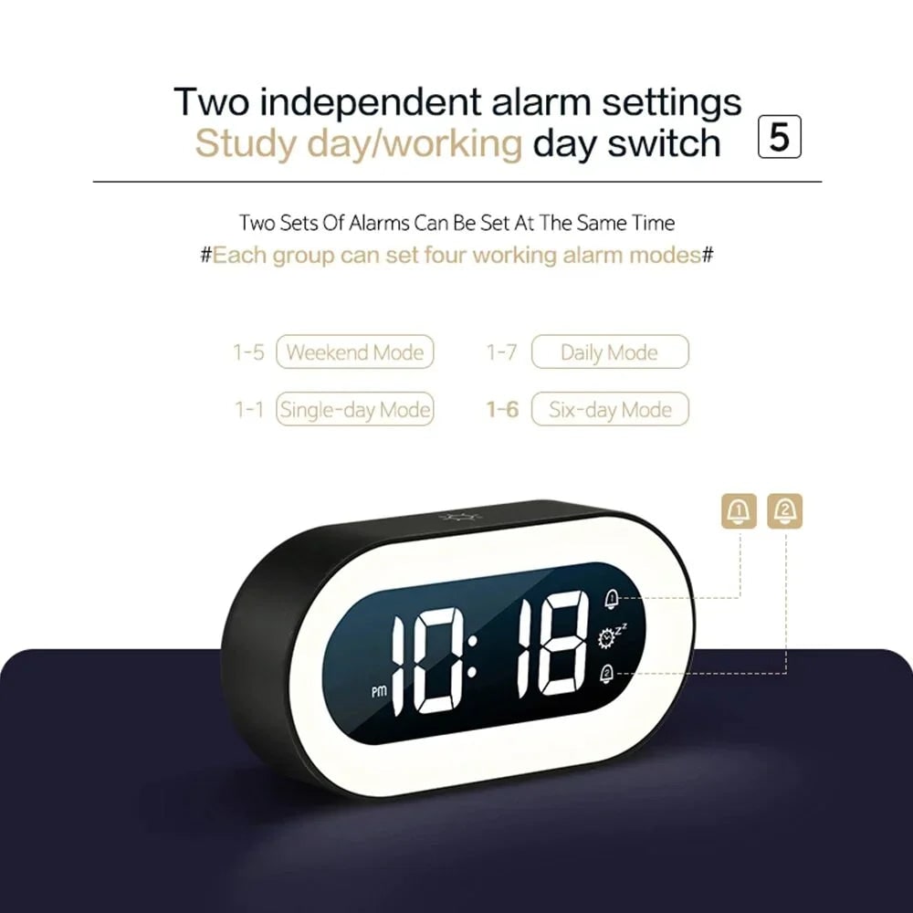 Sunrise Alarm Clock with Digital LED Display and Dimmable Night Light - Image 2