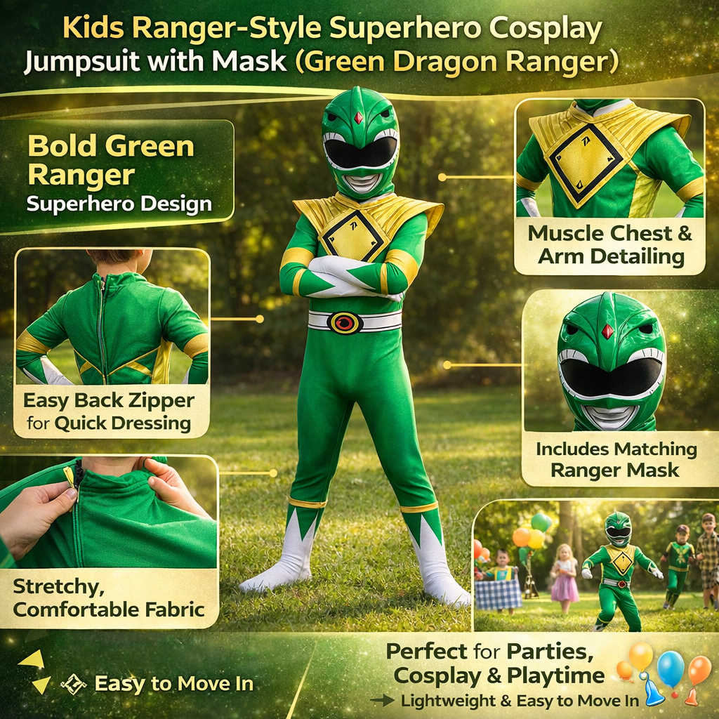 Superhero Costume Jumpsuit with Mask and Boot Covers for Halloween - Image 9