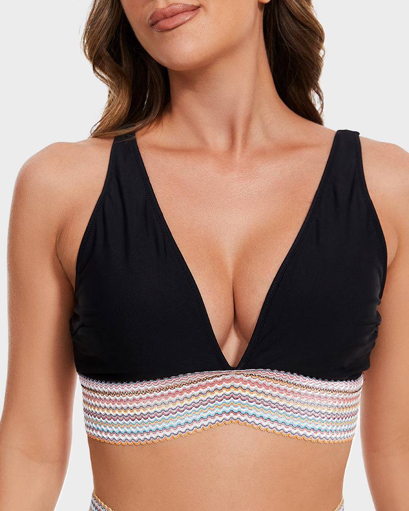Ensemble de maillot de bain bikini taille haute pour femme avec contrôle du ventre