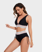 Ensemble de maillot de bain bikini taille haute pour femme avec contrôle du ventre