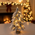 Tabletop Christmas Tree with LED Lights Faux Pine and Snowy Flocked Finish - Image 1