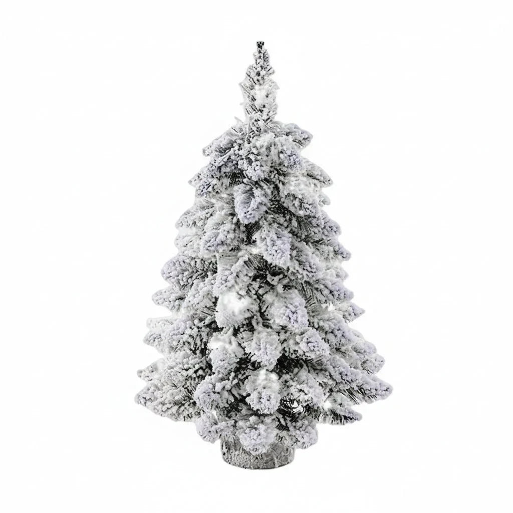 Tabletop Christmas Tree with LED Lights Faux Pine and Snowy Flocked Finish - Image 8