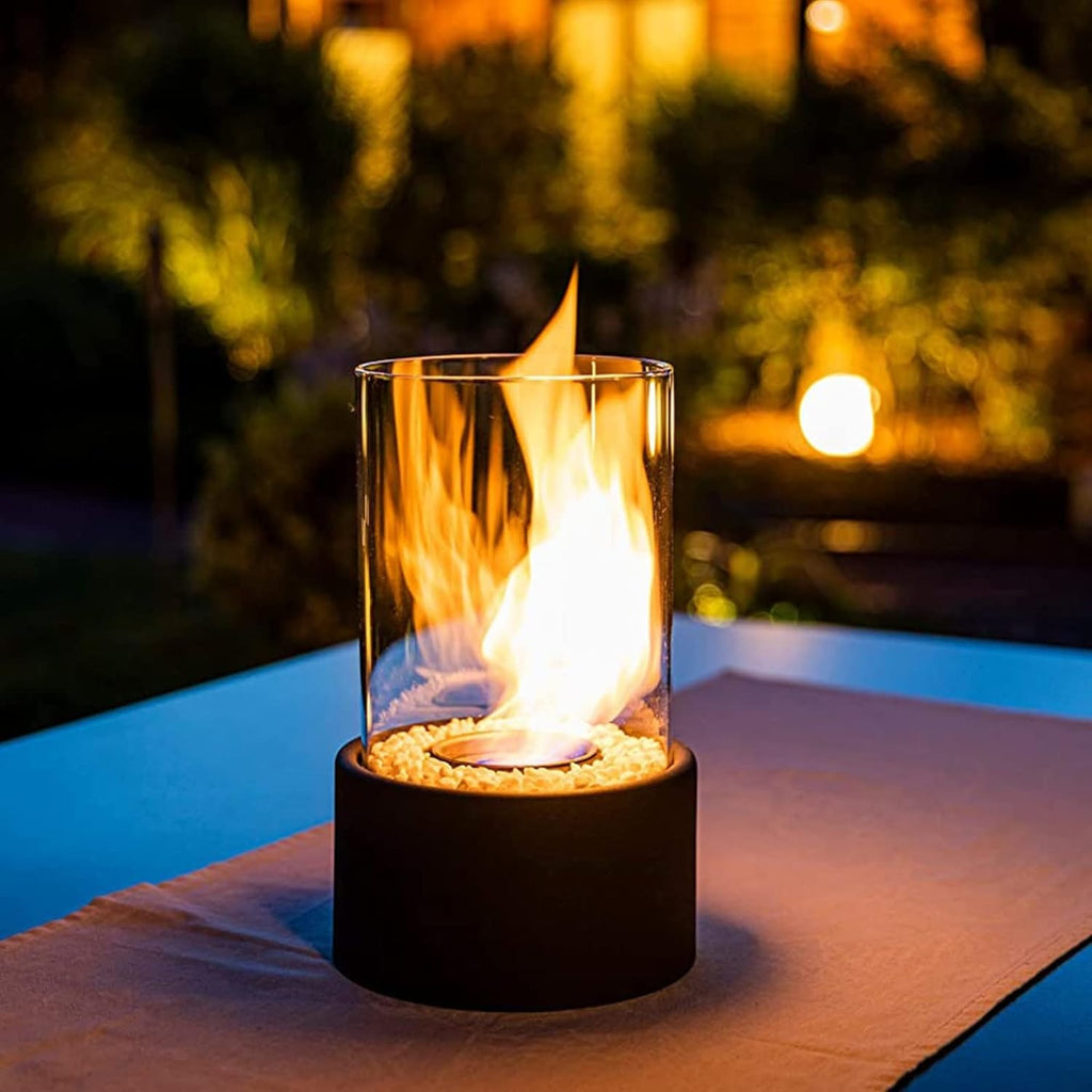 Tabletop Fire Pit Smokeless Portable with Glass Cylinder and Decorative Stones - Image 11