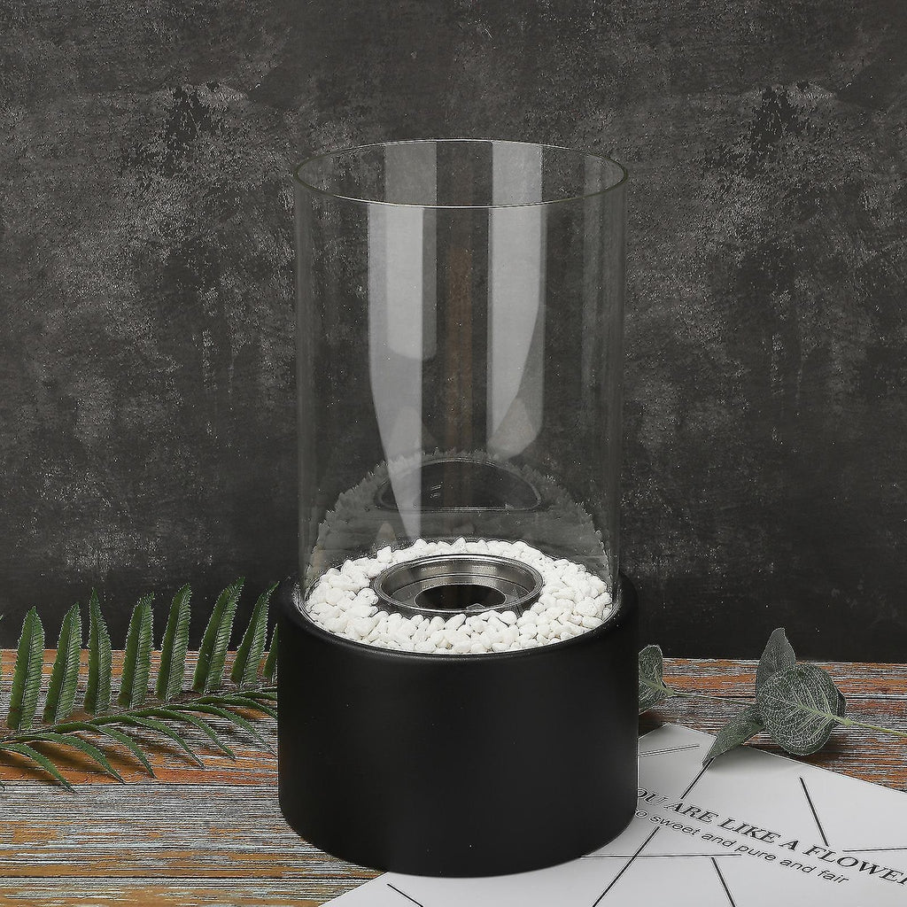 Tabletop Fire Pit Smokeless Portable with Glass Cylinder and Decorative Stones - Image 12