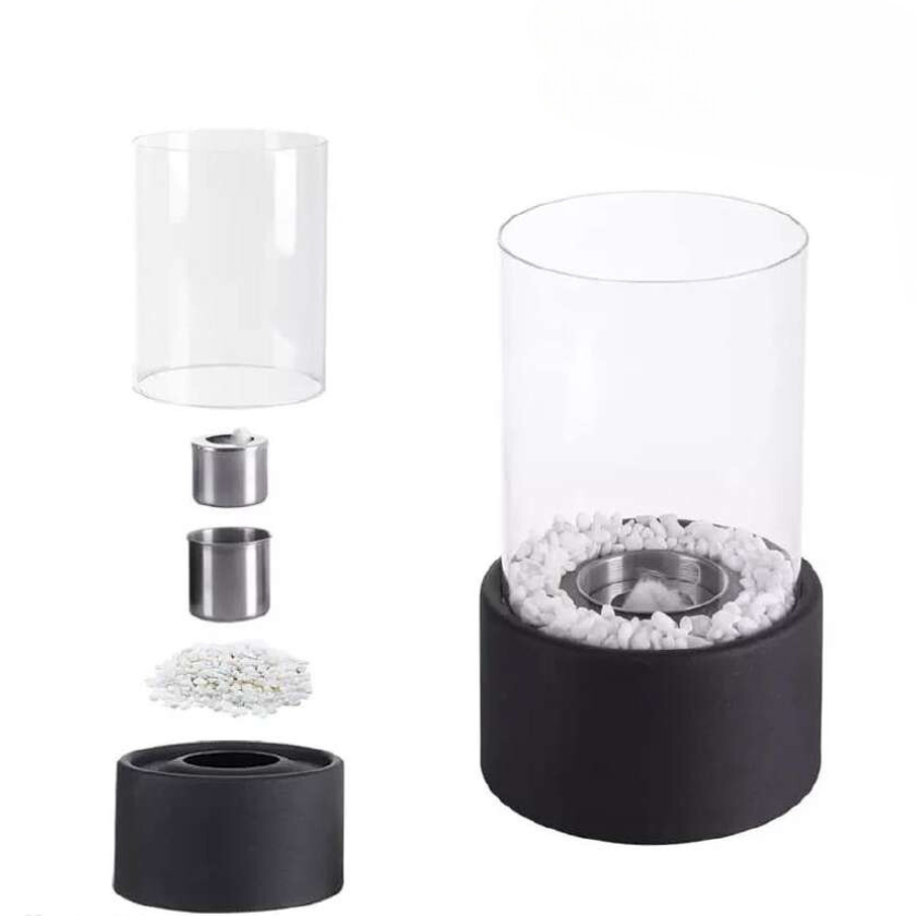 Tabletop Fire Pit Smokeless Portable with Glass Cylinder and Decorative Stones - Image 18