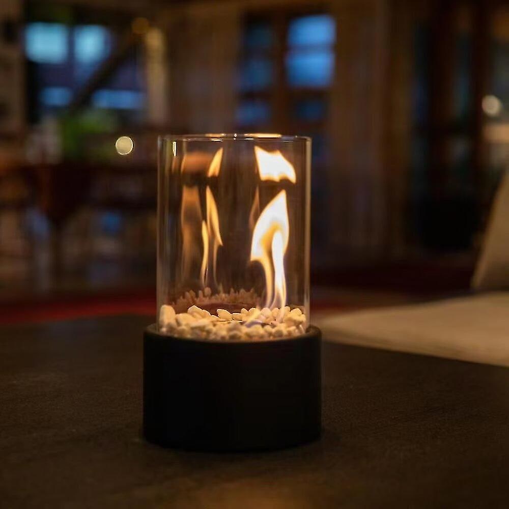 Tabletop Fire Pit Smokeless Portable with Glass Cylinder and Decorative Stones - Image 5