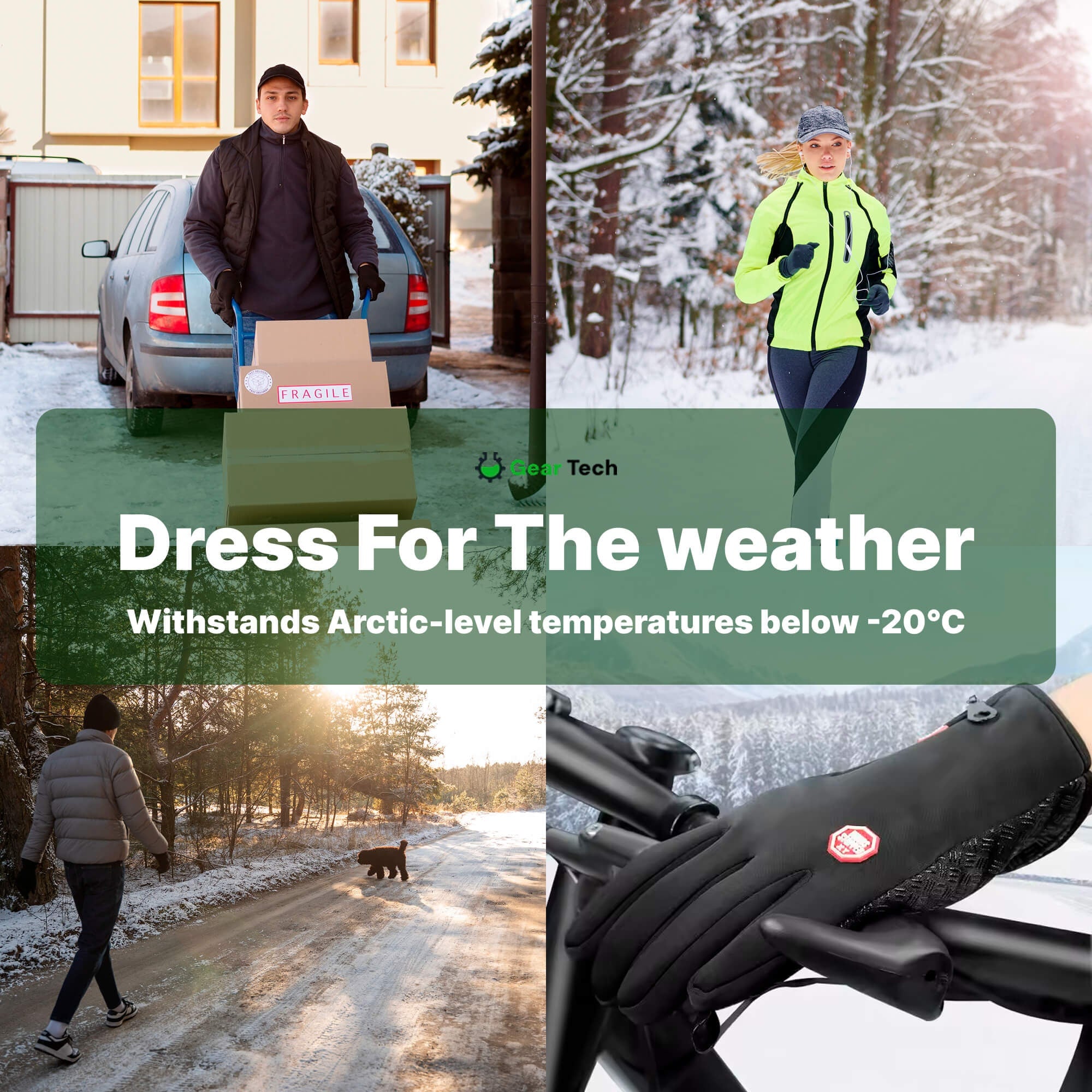 Thermal Ladies Winter Snow Ski Cycling Gloves with Zipper and Touchscreen Fingertips - Image 2