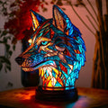 Tiffany Style Stained Glass Table Lamp with Mosaic Animal Silhouette - Image 1