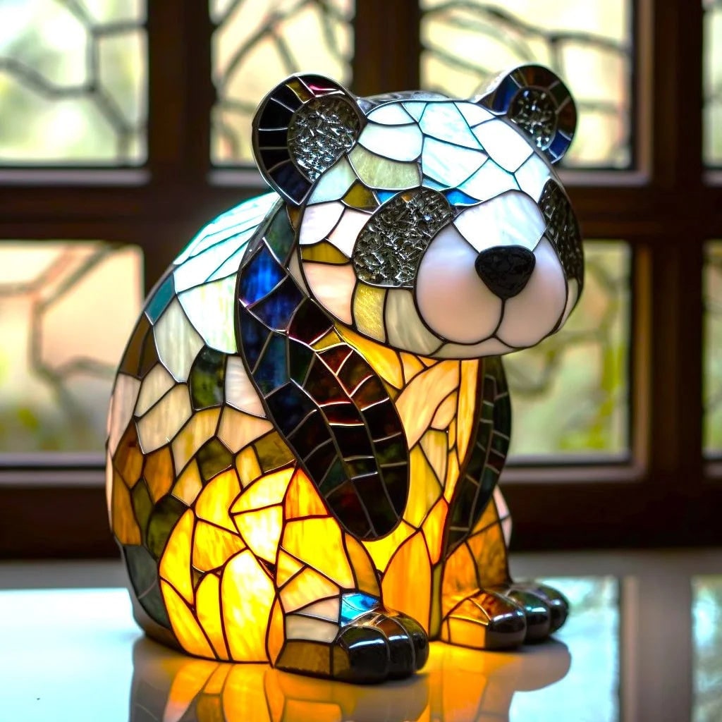 Tiffany Style Stained Glass Table Lamp with Mosaic Animal Silhouette - Image 4