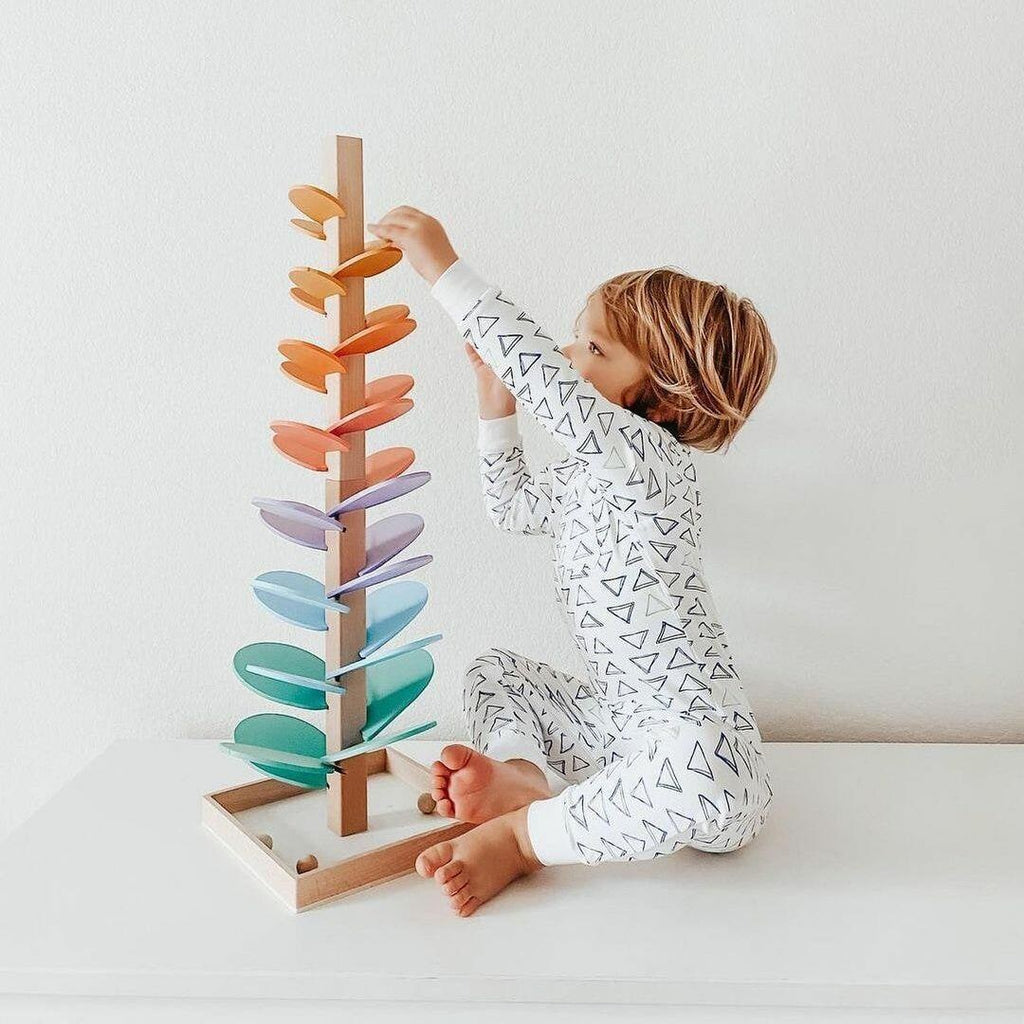 Toddler Marble Run Toy Wooden Sound Tree with Cascading Balls and Rainbow Colors - Image 4