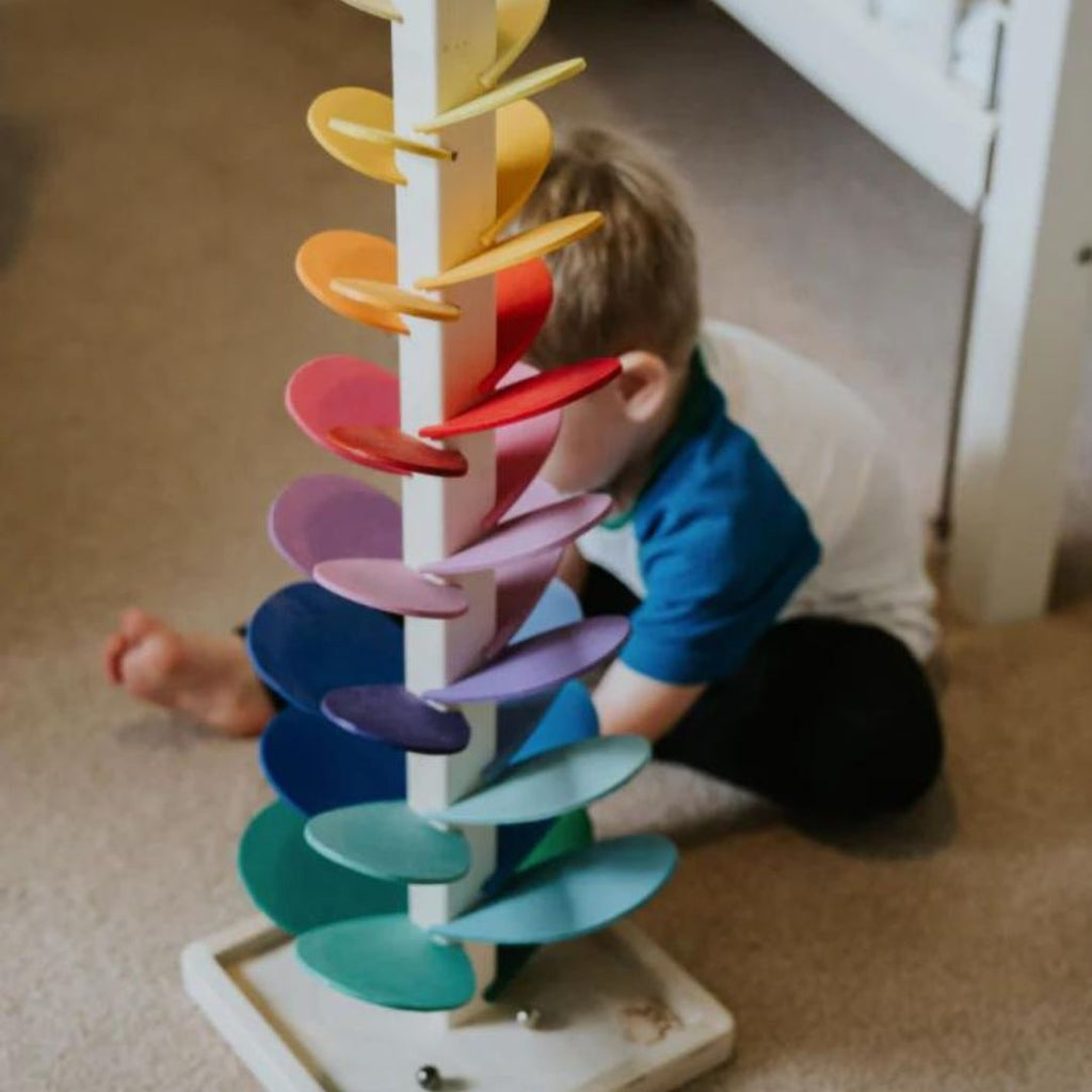 Toddler Marble Run Toy Wooden Sound Tree with Cascading Balls and Rainbow Colors - Image 5