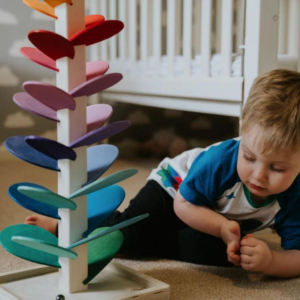Toddler Marble Run Toy Wooden Sound Tree with Cascading Balls and Rainbow Colors - Image 6