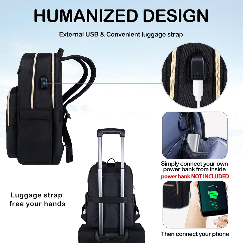 Travel Laptop Backpack with USB Charging Port Padded Compartment and Multiple Organizer Pockets - Image 4