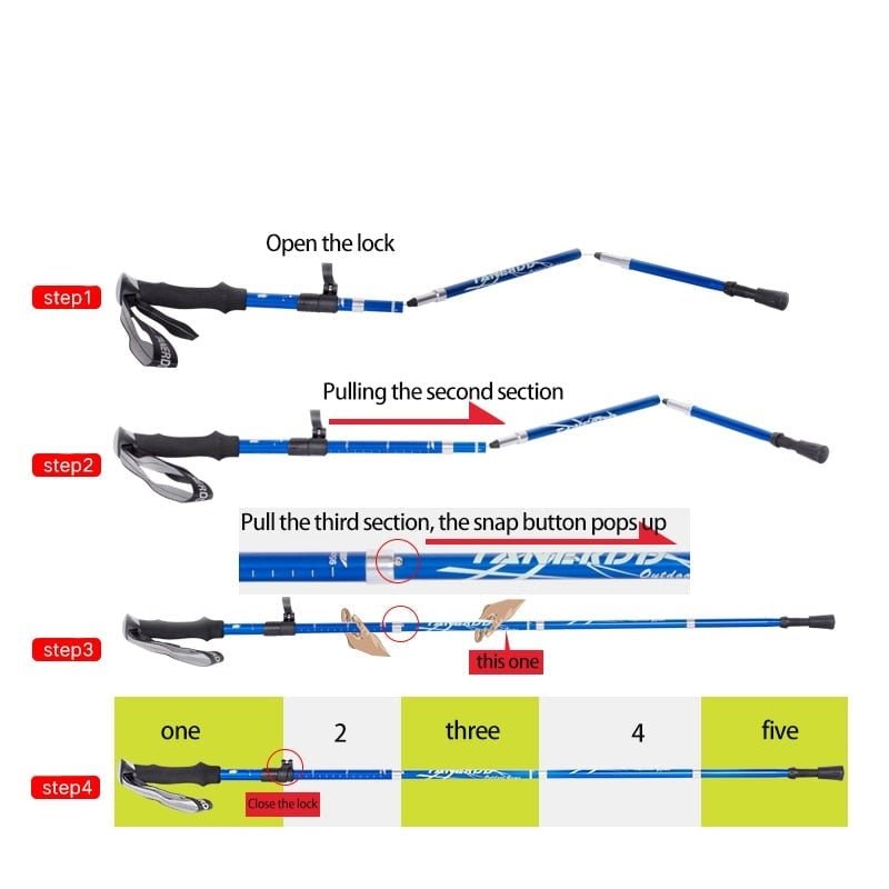 Trekking Pole Foldable Telescoping Aluminum with Adjustable Height and Foam Grip - Image 12