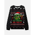 Ugly Christmas Sweater Funny Women's Crew Neck with Fair Isle and Goblin Graphic - Image 1