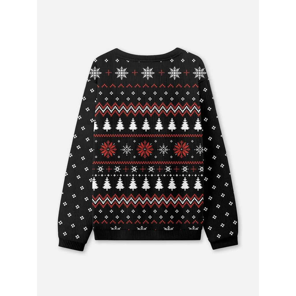 Ugly Christmas Sweater Funny Women's Crew Neck with Fair Isle and Goblin Graphic - Image 4