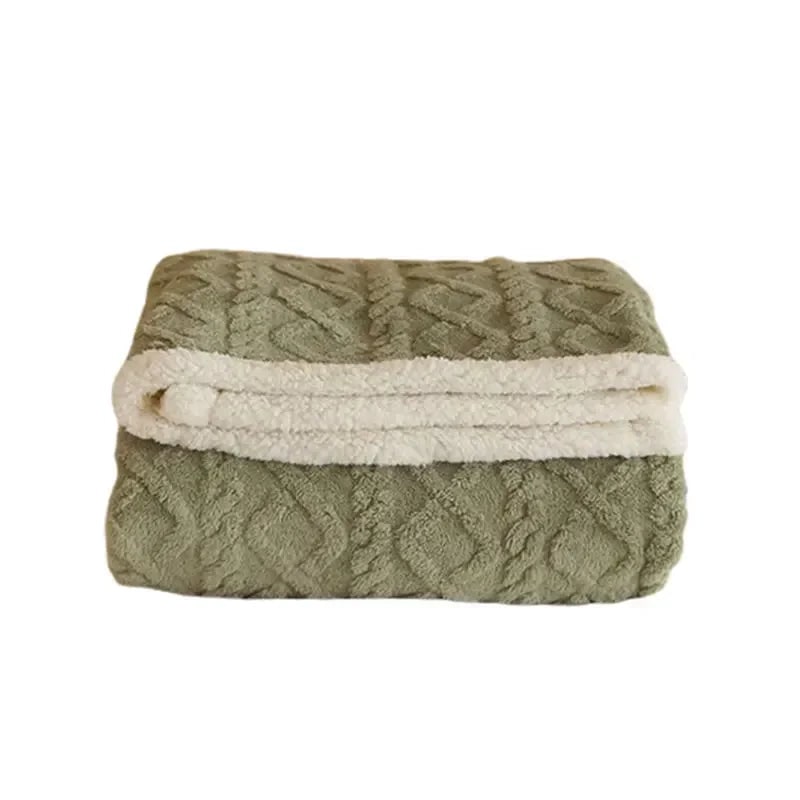 Ultra Plush Throw Blanket with Sherpa Fleece and Embossed Cable Knit Pattern - Image 4