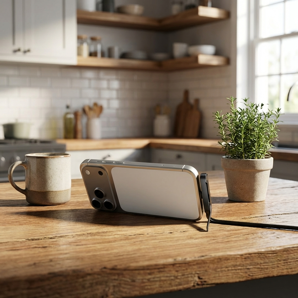 Usb-C to Cable with Integrated Folding Phone Stand and Fast Charging - Image 1