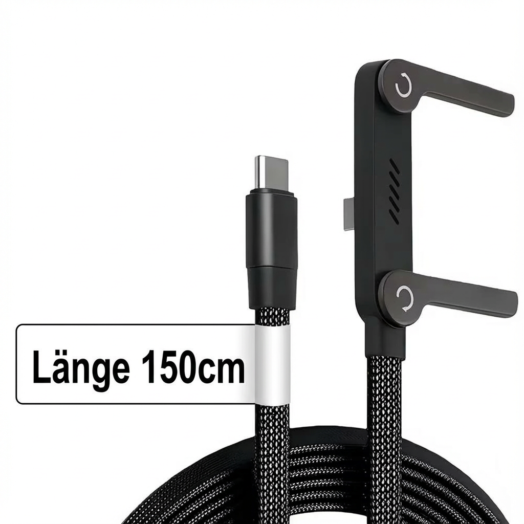 Usb-C to Cable with Integrated Folding Phone Stand and Fast Charging - Image 4