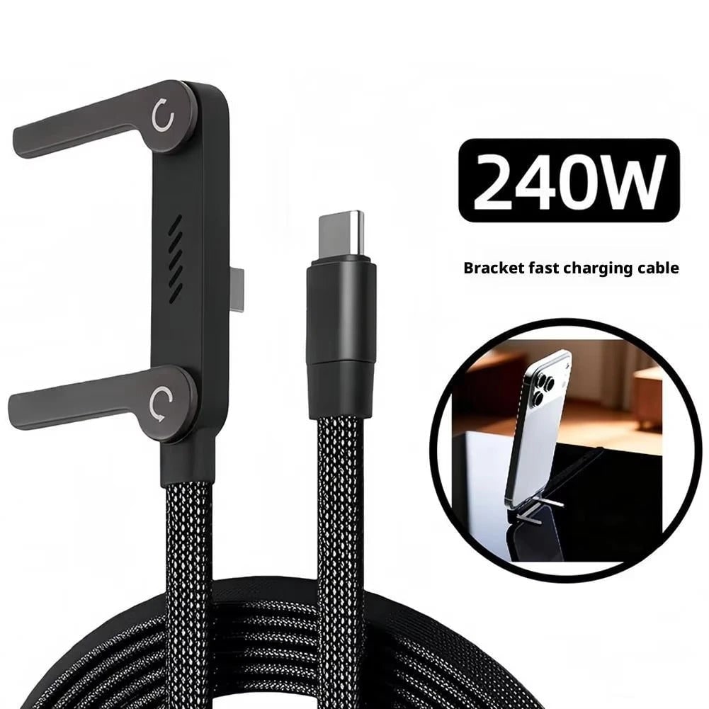 Usb-C to Cable with Integrated Folding Phone Stand and Fast Charging - Image 5