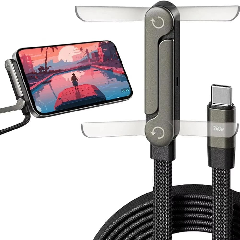Usb-C to Cable with Integrated Folding Phone Stand and Fast Charging - Image 6